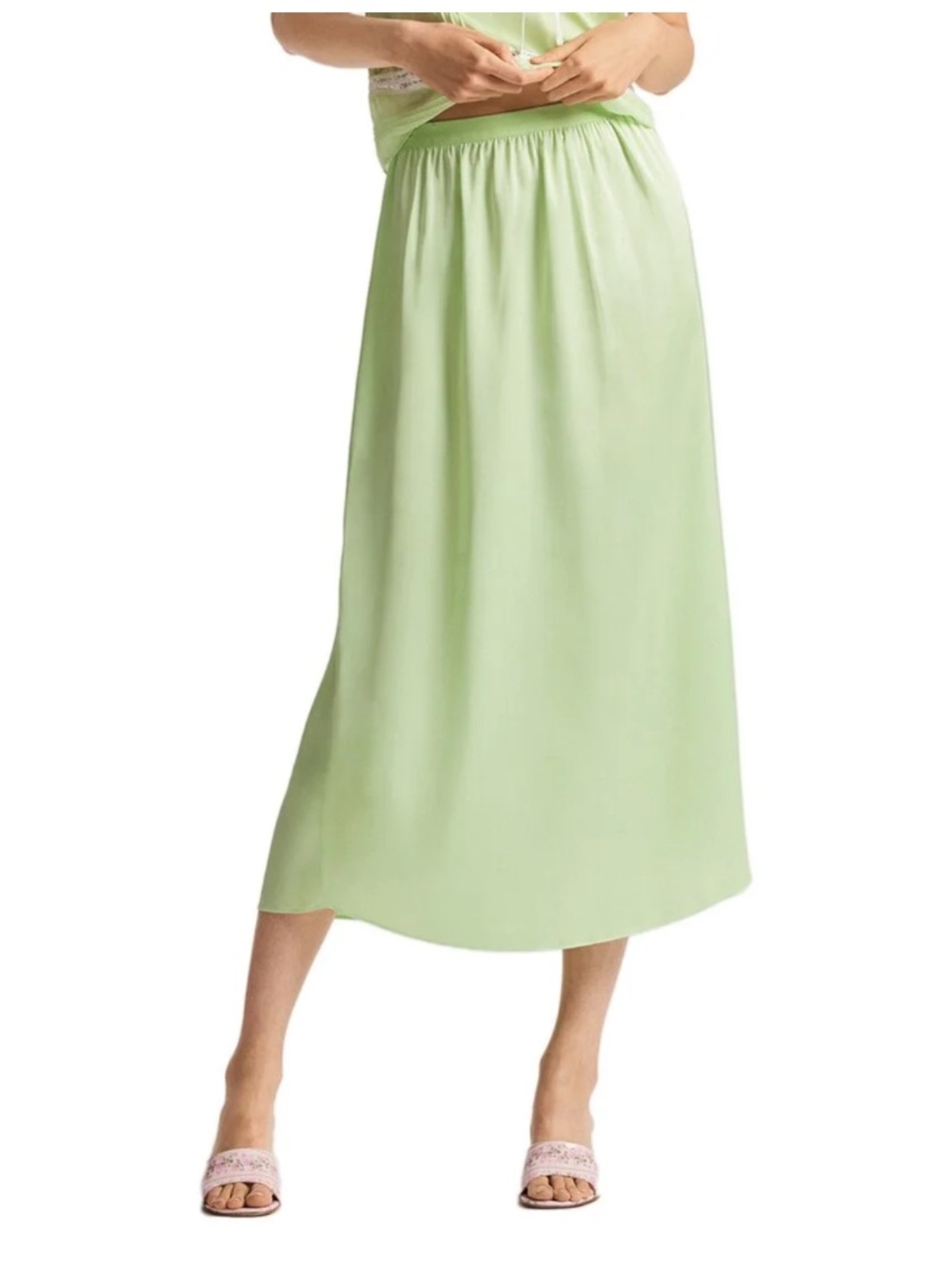 Loveshackfancy Aimee Skirt Lime Green Sz S